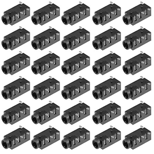 uxcell 30 piezas Conector Audio 3.5mm 4 pines miniatura 1