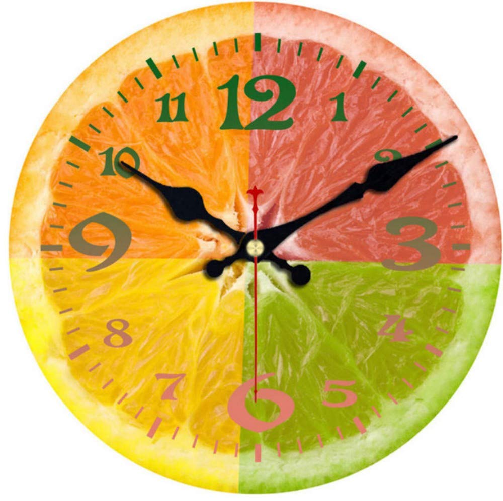 YISYI Vintage Round Clock Creative lemon Design Silent Living Corridor Kitchen Home Decor Watches Large Art Wall Clock