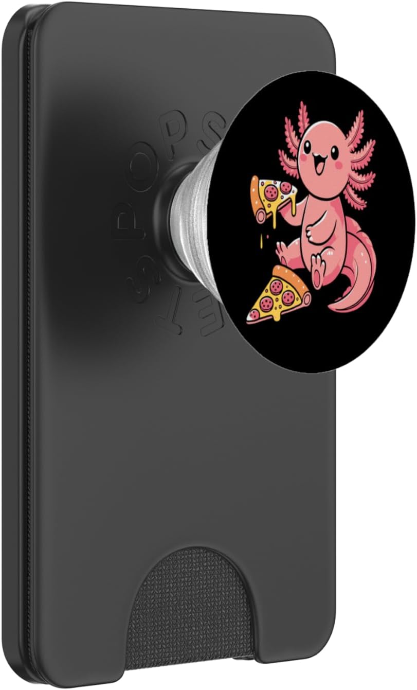 Anime kawaii axolotl eating Pizza Men Women Kids PopSockets PopWallet for MagSafe