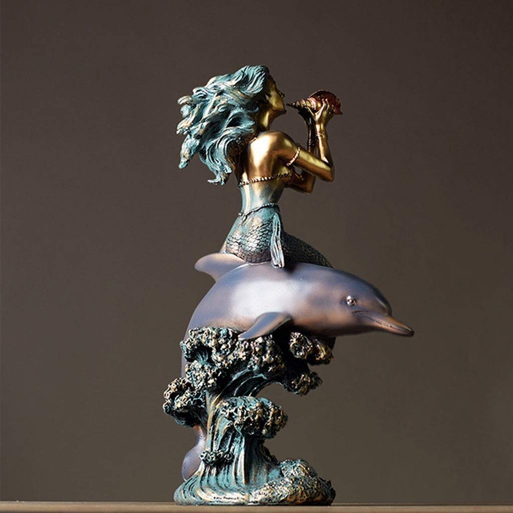 Sculpture Murale Sirène Et Dauphin Céramique Atlantic A594 - Vintage