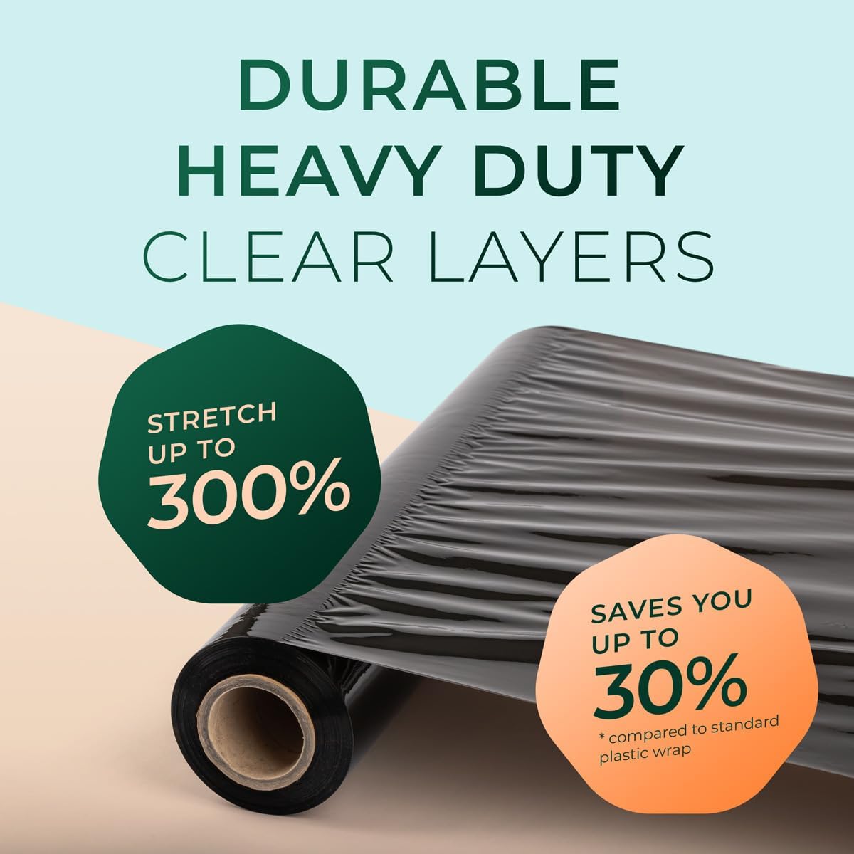 Packing Stretch Wrap Industrial Grade for Moving | Heavy Duty 4 Pack | 18 x 1500 FT - 80 Gauge Thick | Wrap Roll Ideal for Furniture, Pallets | Black