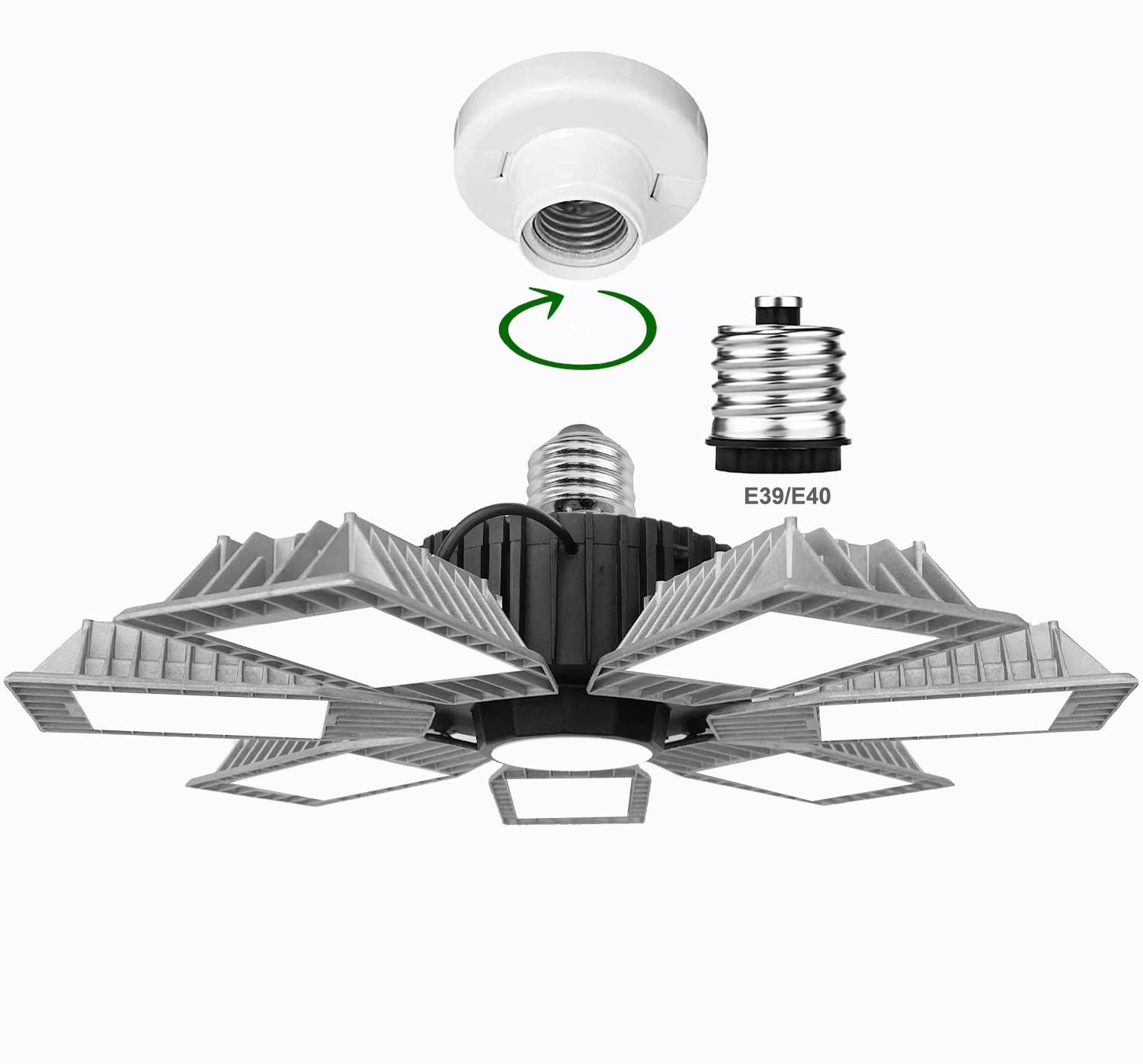 High Brightness Light Bulbs, E39/E26 LED Bulb, 7 Panels 30000LM(Eqv. to 800W HPS/MH) 250W LED Garage Lights, 6500K Ideal for Warehouse, Residential, Barn, Factory, Workshop-LED Shop Light