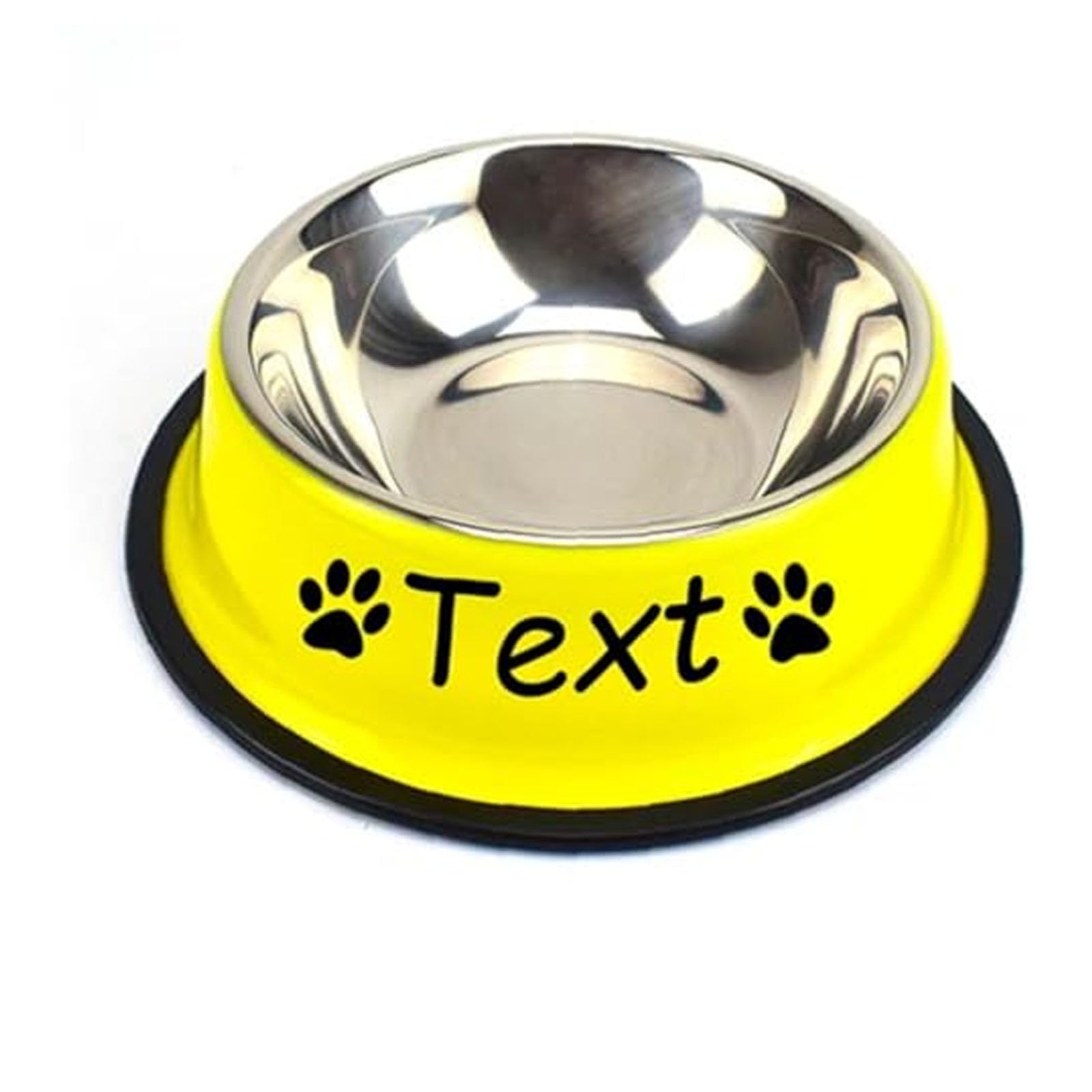 jfs Stainless Steel Dog Cat Bowl for Water and Food, Pet Bowl with Personalized Names for Food and Water for Large and Small Dogs (Yellow)