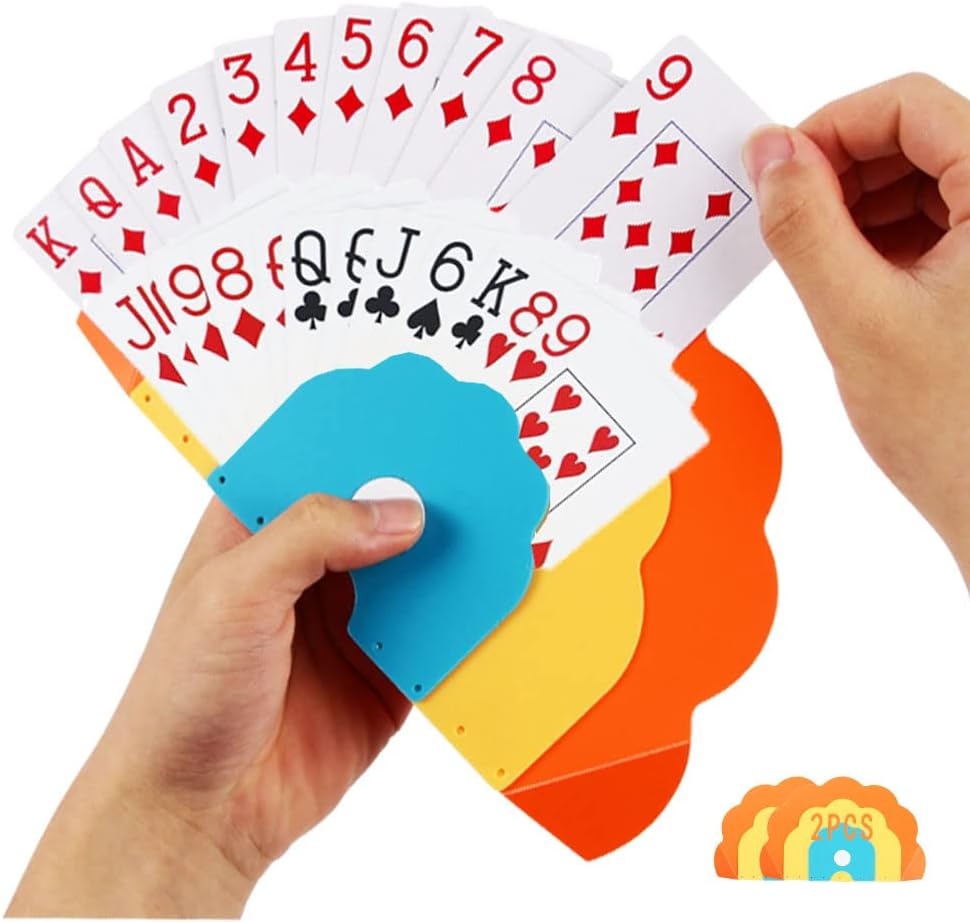 Card Holders for Playing Cards: Portable Plastic Hands-Free Kids Card Holder Gift for Poker Parties & Family Card Game Nights(Set of 2)