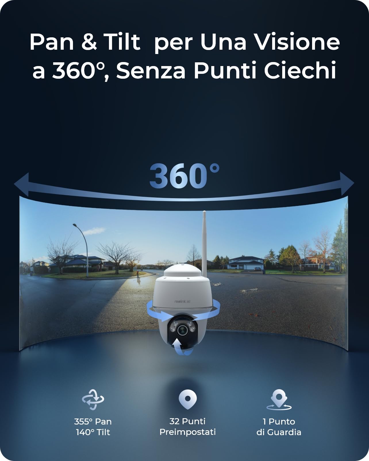 Reolink 4K Telecamera Wi-Fi Esterno, Argus PT Ultra (Ricondizionato)