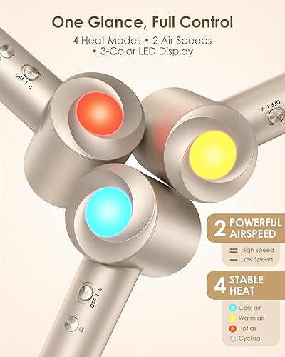 Miniatura 8 de Secador de pelo iónico con difusor, secadora de alta velocidad de 160000 RPM, 500 millones de iones sin encrespamiento, secado rápido para mujeres,