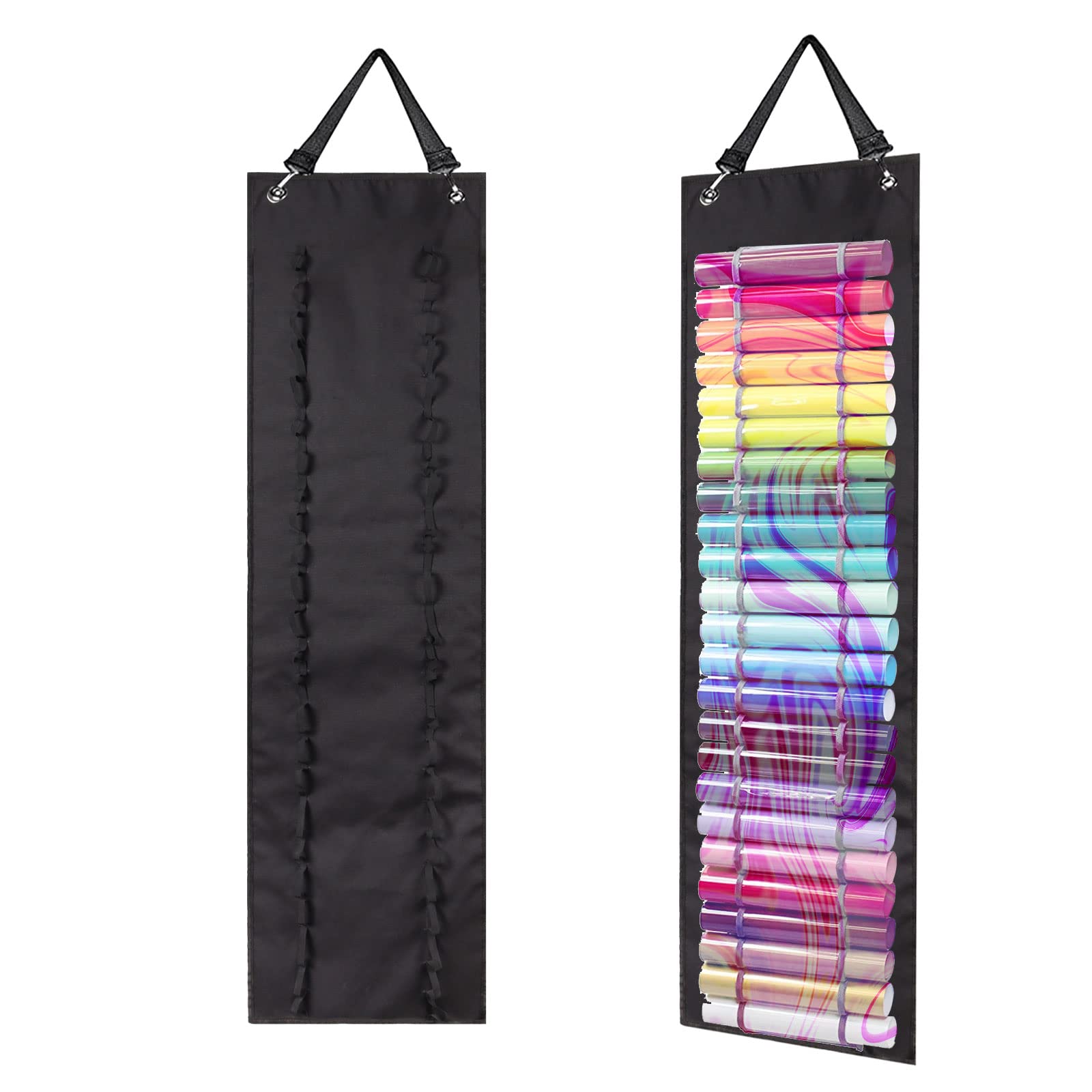 CDIYTOOL Vinyl Roll Holder, 48 Holes Storage Rack, Wall Mount/Over The Door Hanging Organizer for Vinyl Sheets/Heat Transfer Paper/Wrapping Paper/Design Drawings