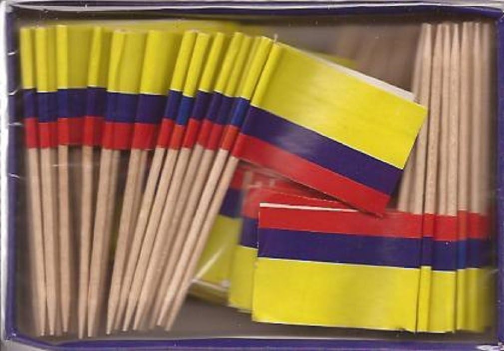 25 Box Wholesale Lot of Colombia Toothpick Flags, 2500 Small Mini Colombian Flag Cupcake Toothpicks or Cocktail Picks