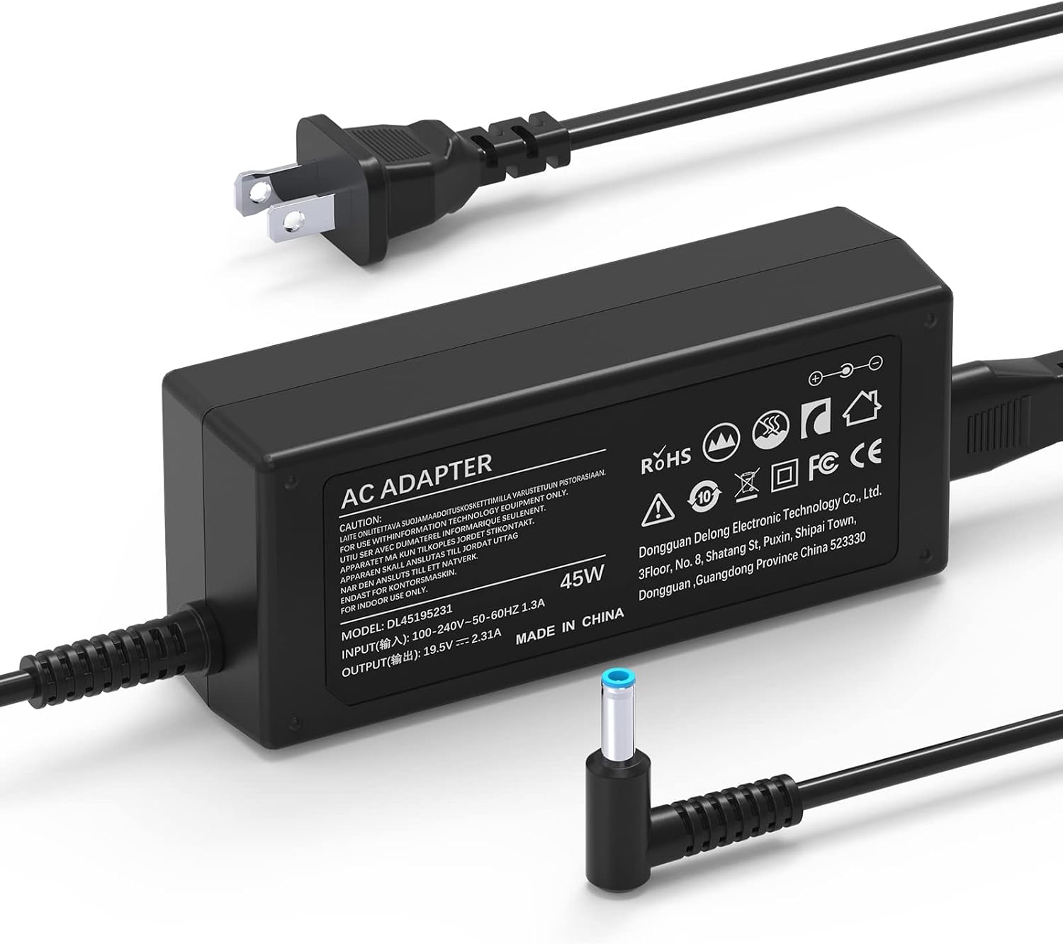 HP 45W Laptop Charger for Hp Stream 11 13 14, Pavilion x360 11 13, Envy x360 x2 13 15, EliteBook, Probook, Spectre AC Adapter Power Supply Cord 19.5V 2.31A