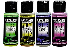 4-Pack UV Blacklight Reactive Luminescent Ink Set