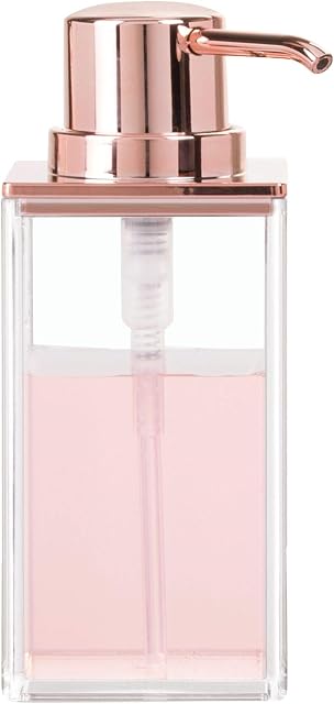 iDesign 41388 Clarity Soap Pump for Kitchen, Clear/Rose Gold, 6.4 x 9.5 x 15.4 cm