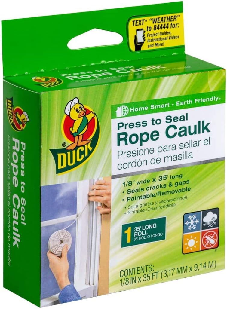 Duck Brand 283580 Press to Seal Rope Caulk, White, 1/8Inch Wide x 35