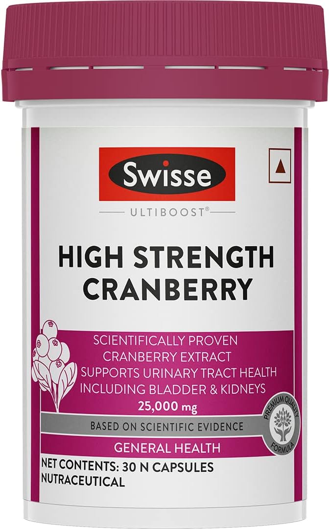 Swisse High Strength Cranberry for PCOS, PCOD & UTI – 25000mg Cranberry Extract, Antioxidant Rich Supplement Supports Bladder & Kidney Health (30 Tablets) Swisse High Strength Cranberry for PCOS, PCOD & UTI – 25000mg Cranberry Extract, Antioxidant Rich Supplement Supports Bladder & Kidney Health (30 Tablets)