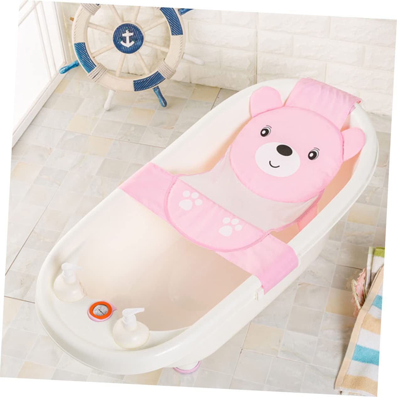 ERINGOGO Practical Bath Seat Support Cartoon Bathing Net for Boy Girl Space Saving Design Durable and Safe Bath Tub Pad for Comfortable Bath