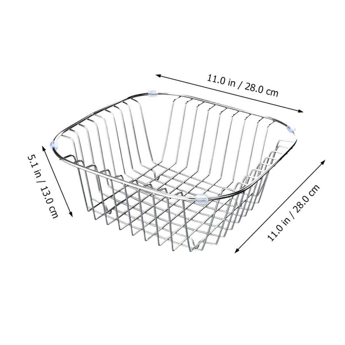 Escurridor de platos compacto de acero inoxidable – 24 x 24 cm para fregadero de cocina y soporte para utensilios – Cesta de drenaje duradera para un almacenamiento eficiente en la encimera