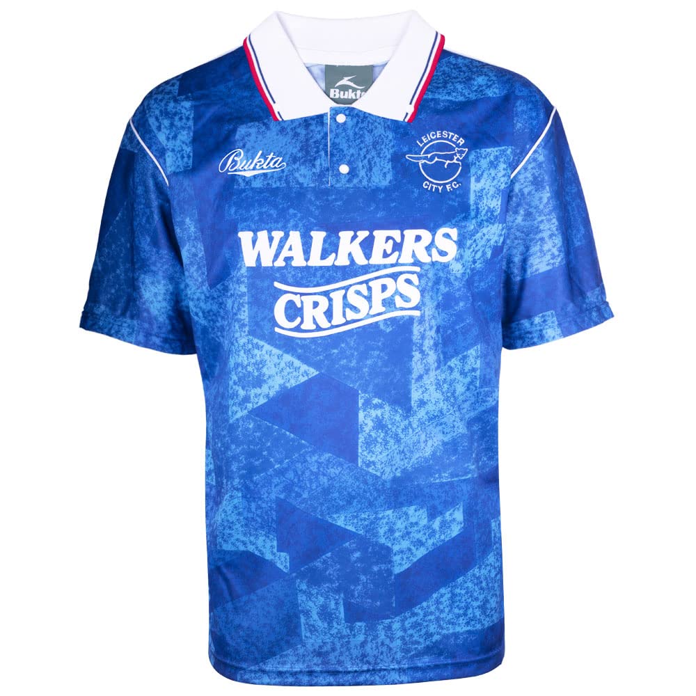 Score Draw Leicester City 1990 Bukta Retro Football Shirt Blue Medium Polyester