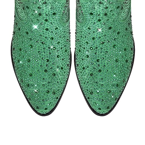 Yolkomo Women's Cowboy Cowgirl Boots Pointed Toe Rhinestone Ankle Boots3