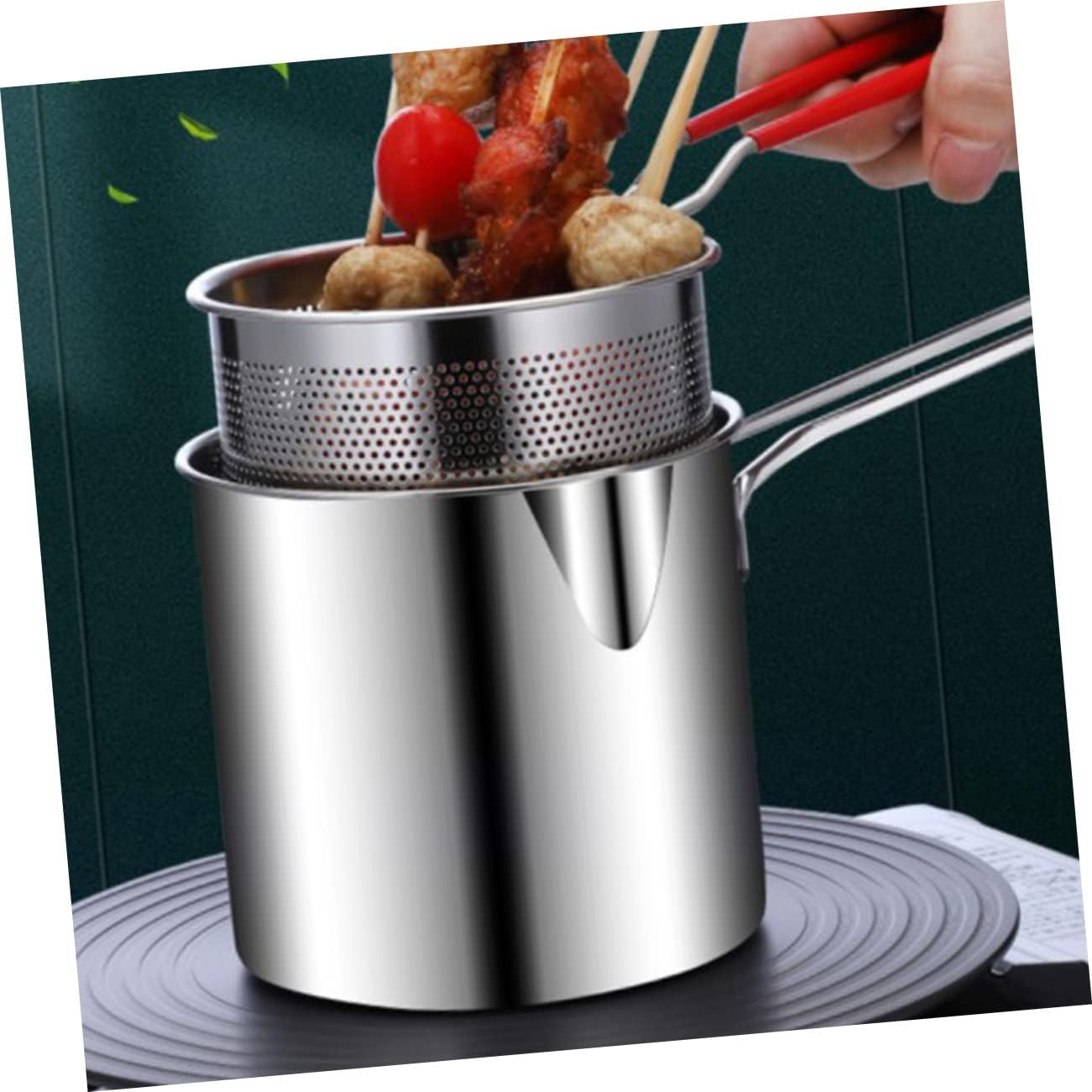 1Set Fry Pot with Basket and Lid Deep Fryer Kit for Shrimp Chicken Fries for Home Cooking and Snacks Drainage for Crispy Results