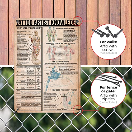 Neglai Tattoo Artist Knowledge Metal Signs Poster, Vintage Decorations Wall Art Decor 16X12 Inches #TOP4