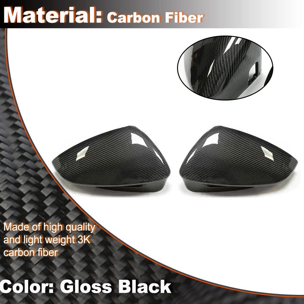 Carbon Fiber Mirror Caps for Volkswagen ID4 ID6 /Audi Q4 Q5 e-tron Sport Utility 4-Door 2022 Replacement Style Side Rearview Mirror Cover Exterior Shell With Side Lane Assist