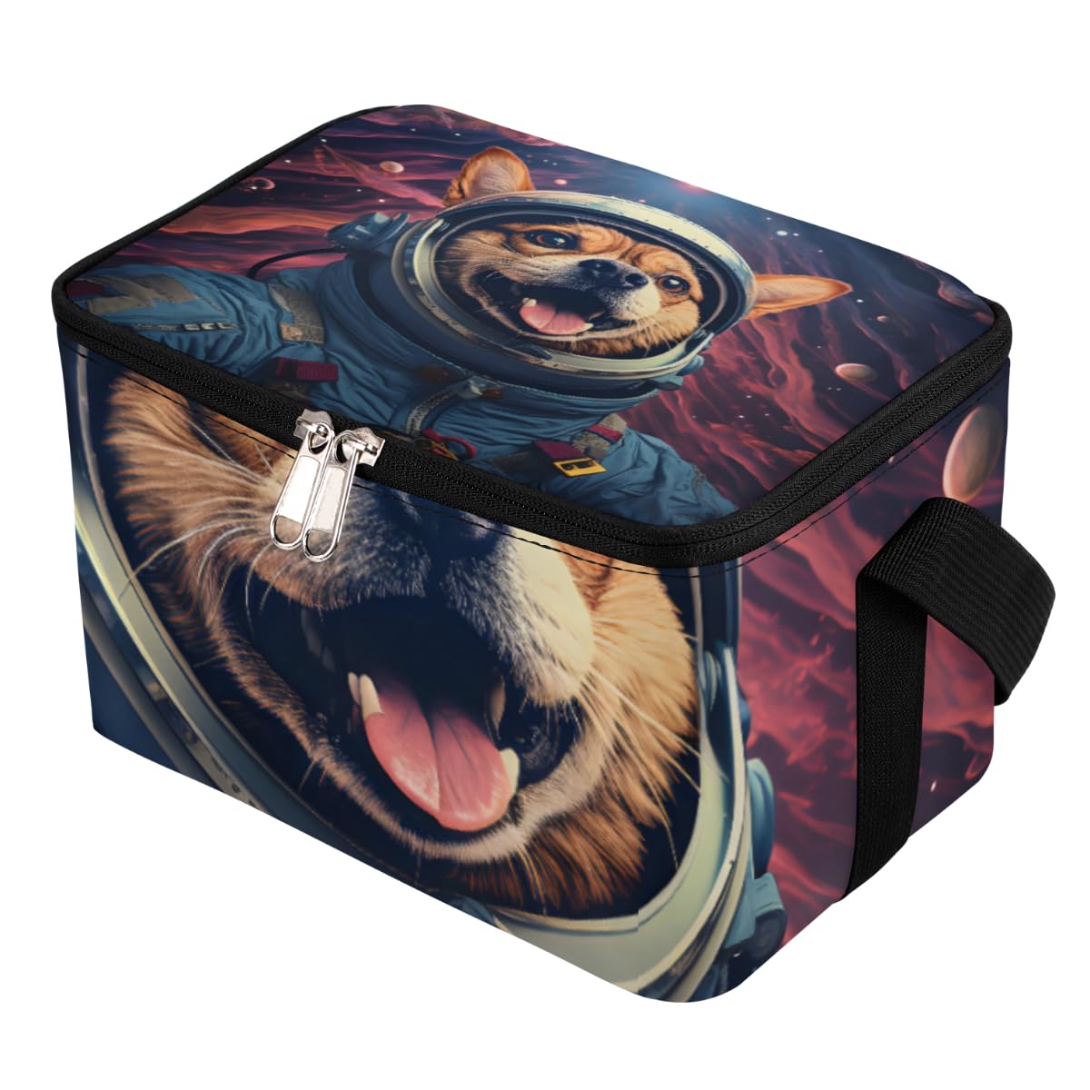 GzLeyigou Lunch Bags for Women Men 9 Cans,Astronaut Dog Hot & Cold Food Delivery Bag Insulated Grocery Bag Insulated Lunch Box Dog Cooler Bag for Office Work Picnic Beach