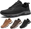 Bestofoot Mens Shoes, Orthopedic Mens Sneakers, Mens Comfortable Leather Sneakers with Arch Support Waterproof Non SlipBlack,1347