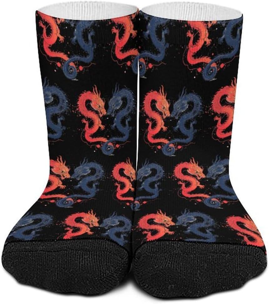 Ying And Yang Japanese Dragons Knee High Socks Athletic Long Stockings Sport Casual Crew Tube Sock Boot 30cm