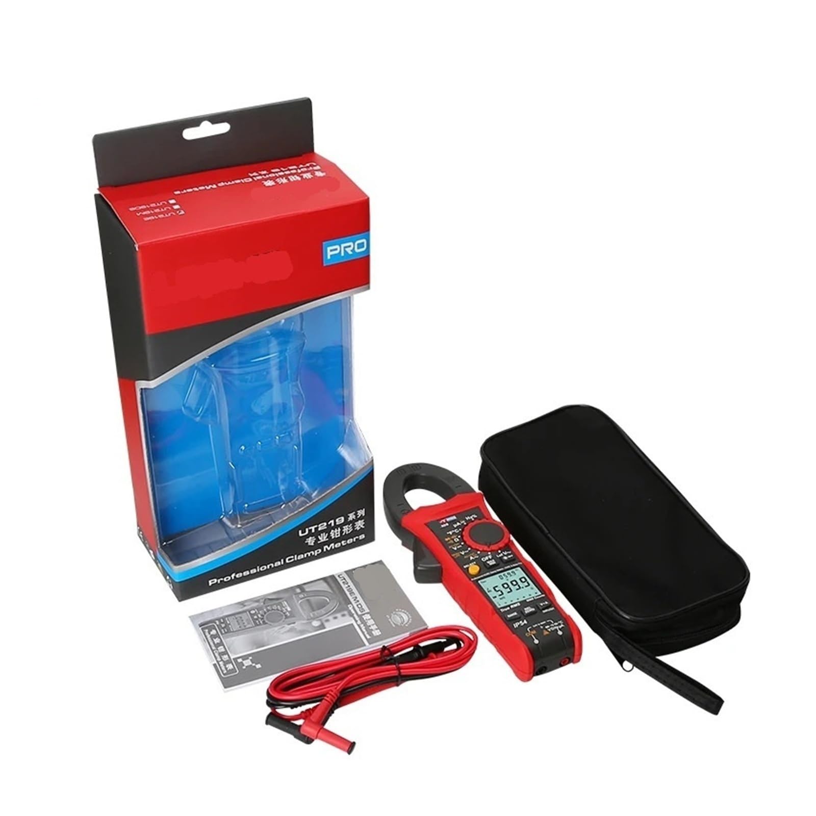 Pinza Amperimétrica Pinza amperimétrica Digital de 1000 V CA/CC, RMS Real, Apagado automático, Prueba de Secuencia de Motor trifásico, Entrada de Corriente(Set-3)
