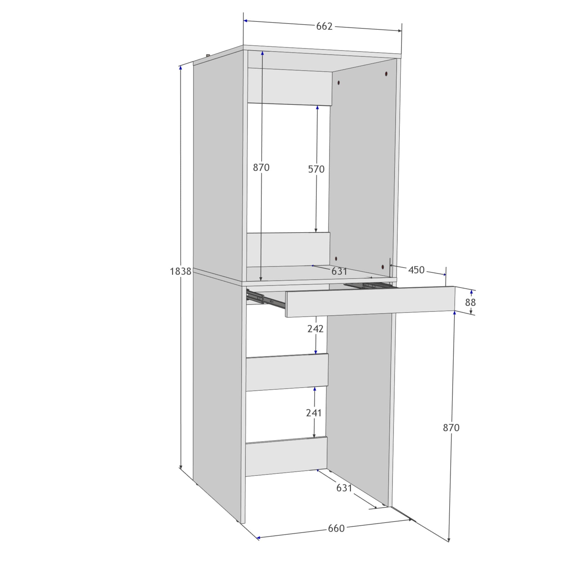 Meuble Machine à Laver et Sèche-Linge Superposé Luna Colonne Empilable Buanderie Meuble Superposition Lave-Linge Sèche-Linge Étagère Coulissante 183,7×65×66 cm Blanc Mat