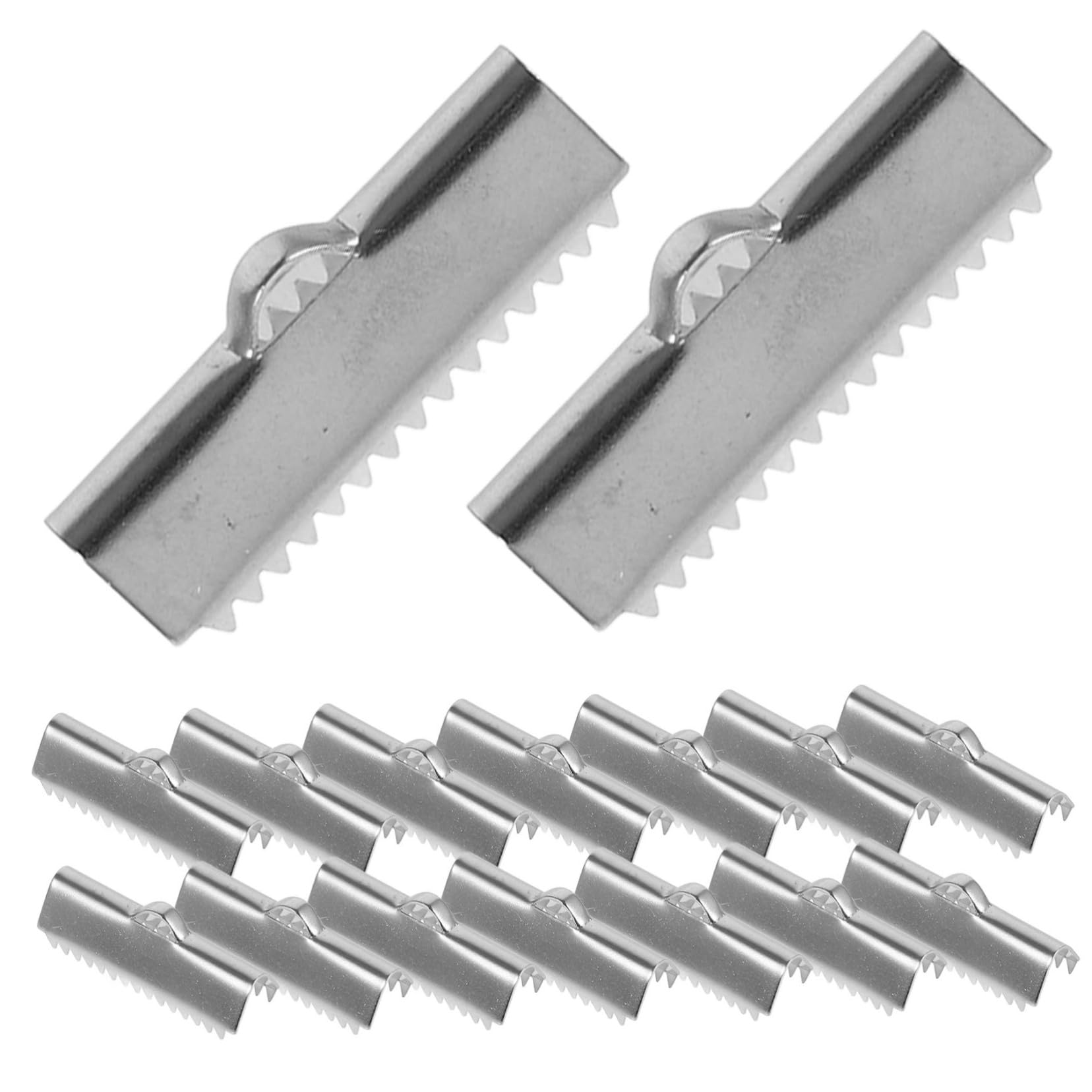 ARTIBETTER Elegant Ribbon Clamps Jewelry Findings 20pcs Metal Leather Cord Clamps Bulk Ribbon Fasteners for Leather Cord