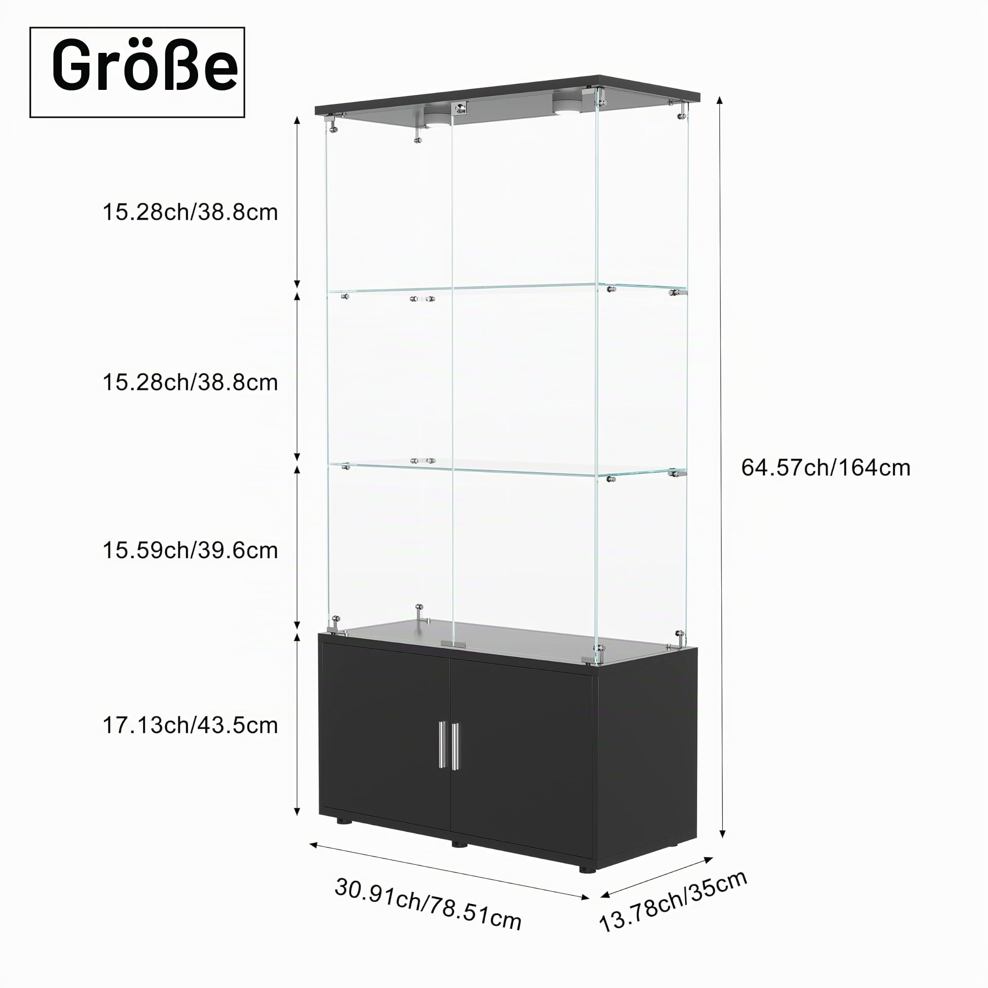 Vitrine, Vitrine, LED-Vitrine, Glasvitrine für Kollektion mit 2 Türen, Vitrine, 3 Ebenen, Vitrine, Vitrine, Vitrine, Vitrine, Vitrine, Schrank mit Vitrine, Möbel für Wohnzimmer, Bar (3 Etagen +