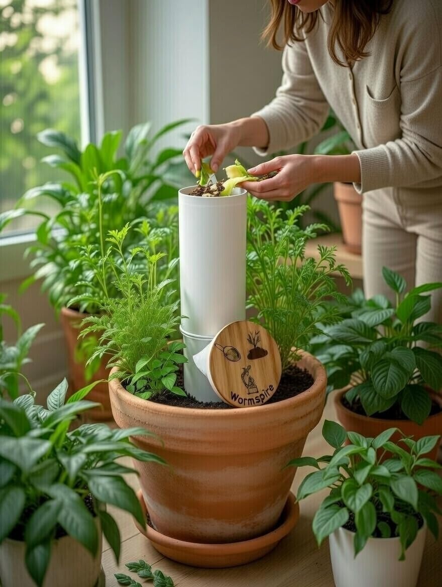 Wormspire™ Vertical Worm Compost Bin – Modular Stackable System for Smaller Spaces, Garden Beds & Containers (Unfinished, Large)