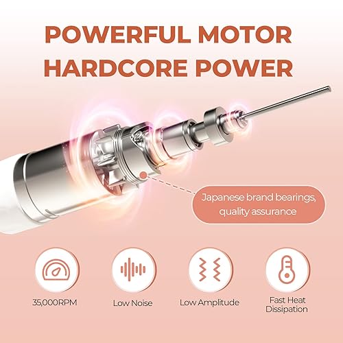 Miniatura 3 de JCMASTER - Taladro de uñas eléctrico, kit profesional de taladro de uñas inalámbrico de 35000 rpm, diseño hacia adelante y reverso, juego de limas