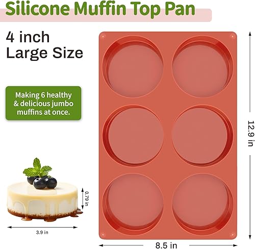 Miniatura 2 de JOERSH Molde de silicona para huevos de 2 unidades para sándwiches de desayuno de 4 pulgadas redondo para magdalenasbandeja para huevos, moldes de