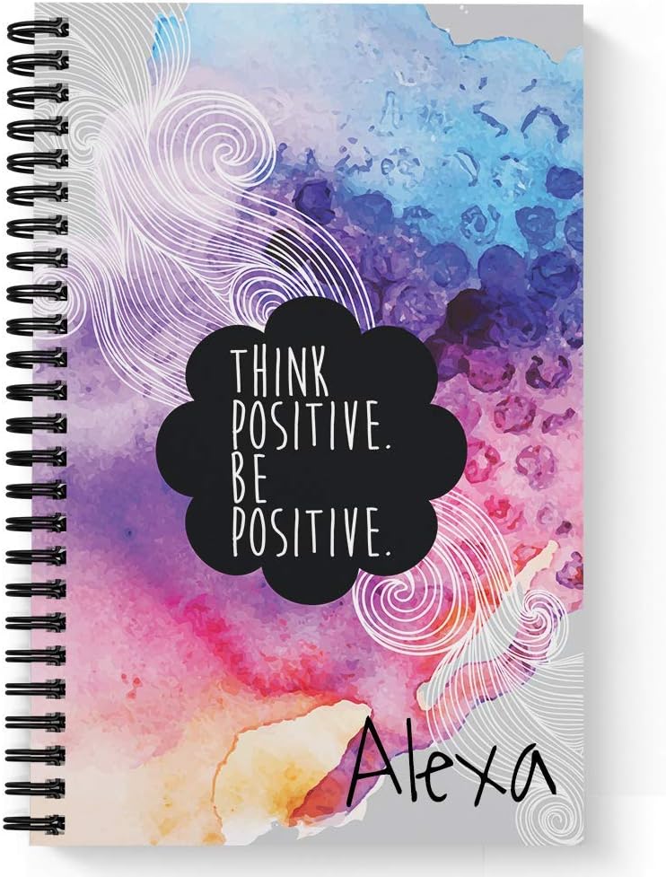 Think Positive Personalized Inspirational Monthly and Weekly Softcover Planner and Organizer, 1 full year, January-December DATED or UNDATED OPTION, 5.5" x 8.5", lay flat wire-o spiral binding