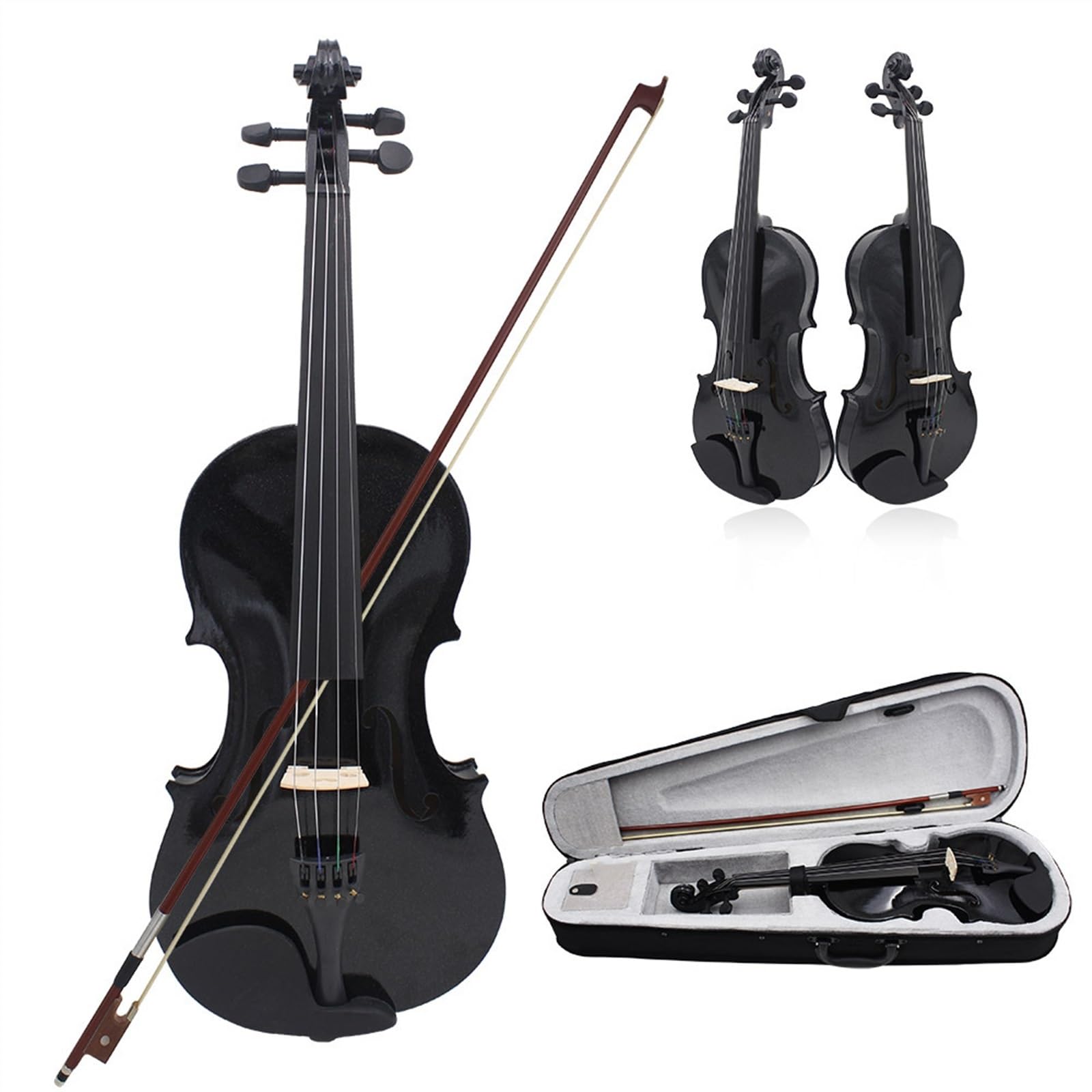 Violine Violine Holz Anfänger Praxis Massivholz Geige(4/4-black)