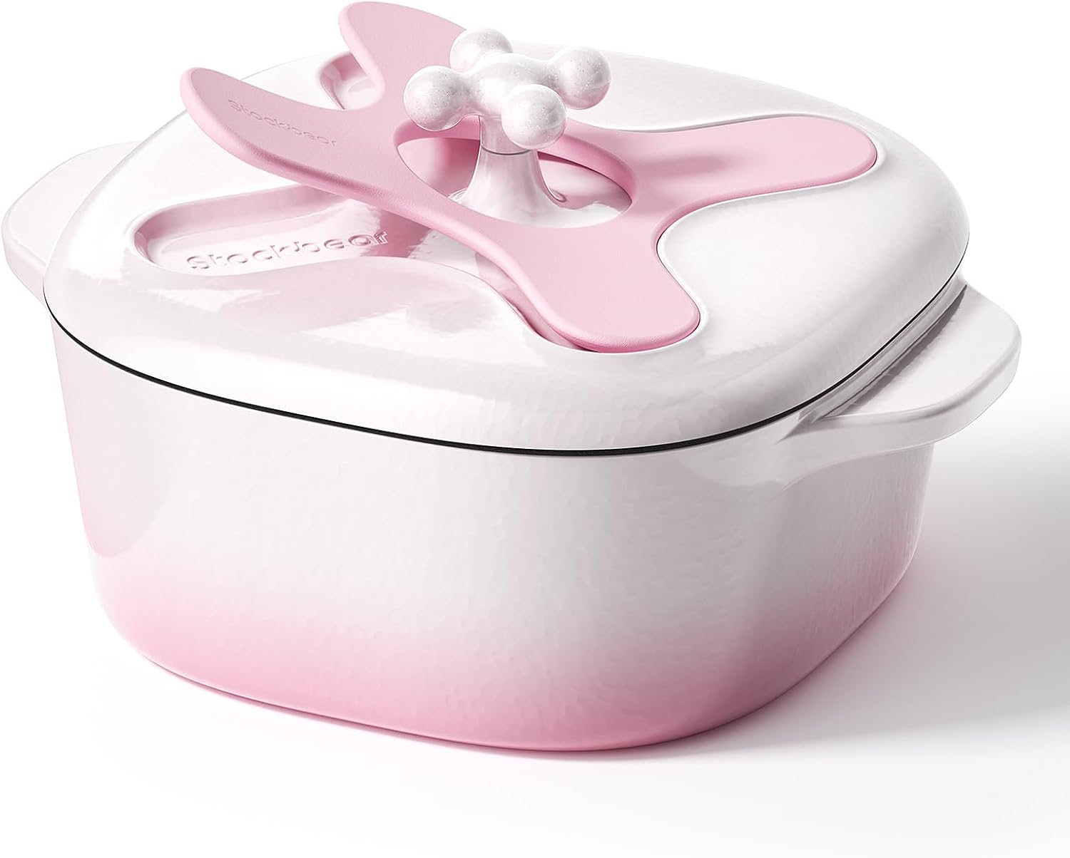 5 Quart Enameled Cast Iron Dutch Oven Pot with Lid – Premium Durability & Oven Safe – Heavy Duty Cookware Perfect for Bread Baking, Stews, Braising & Roasting – Cream Pink White