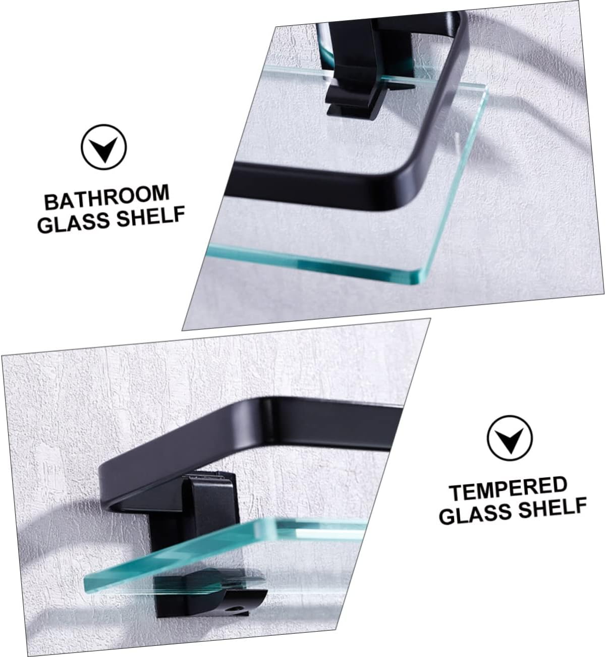 Cabilock Single Storage Shelf Tempered Glass Storage Rack Bathroom Home Rustproof Easy to Use