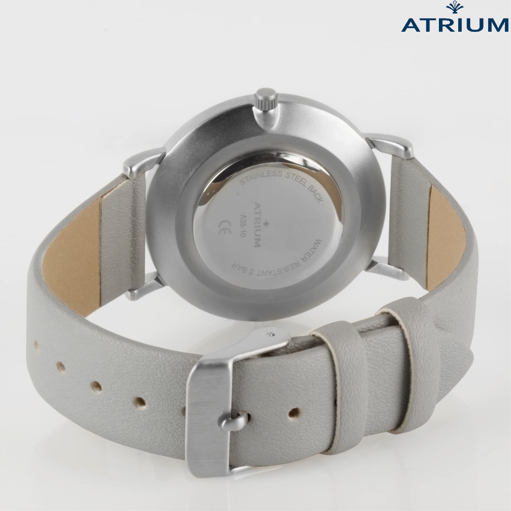 ATRIUM Damen Armbanduhr Analog Quarz mit Lederimitat Armband vegan und Glitzer Zifferblatt silberfarben A35-10