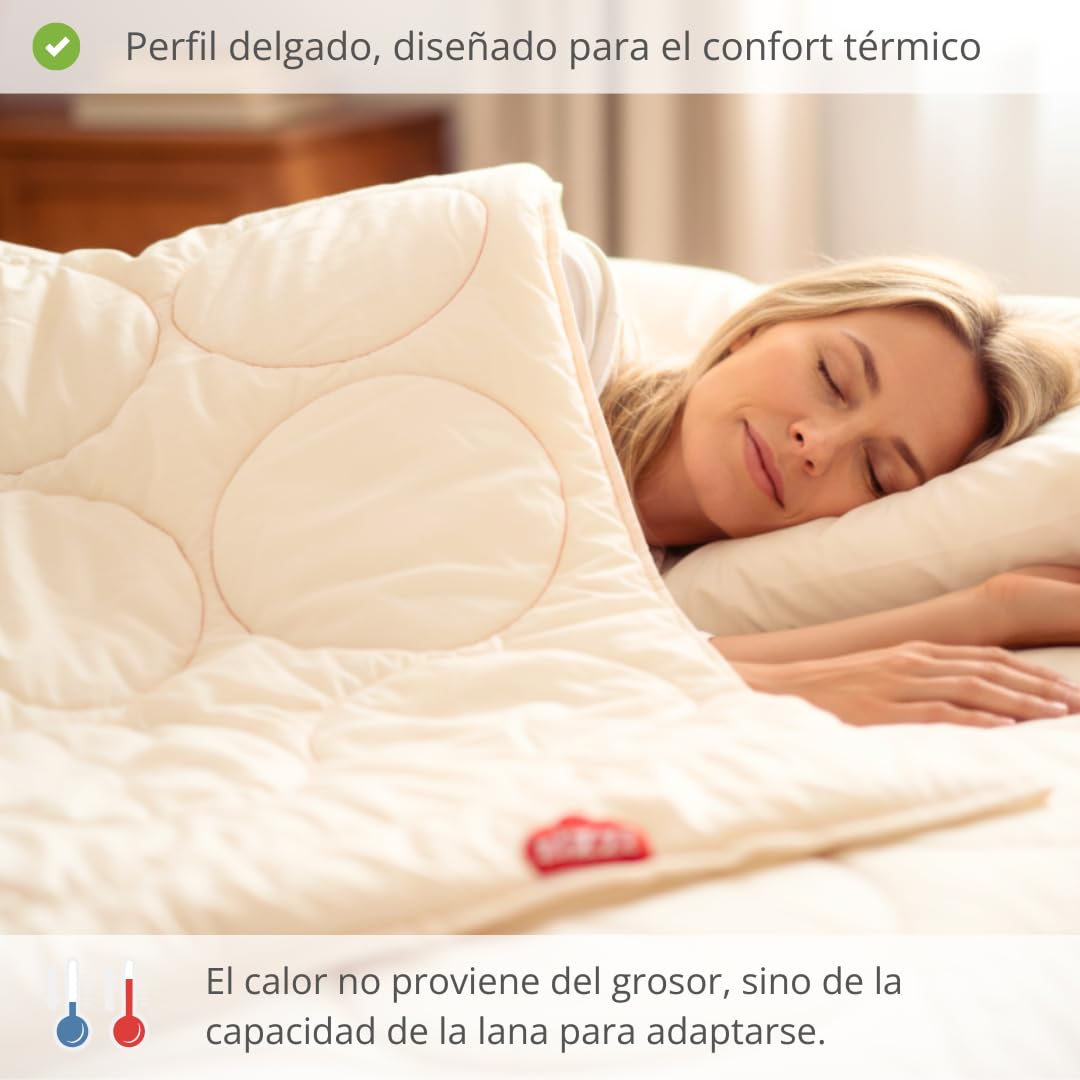 Nórdico - Transpirable e increíblemente Suave - Edredón ecológico 4 Estaciones con Relleno de Lana Swisswool (290 g/m2) (155x220cm)