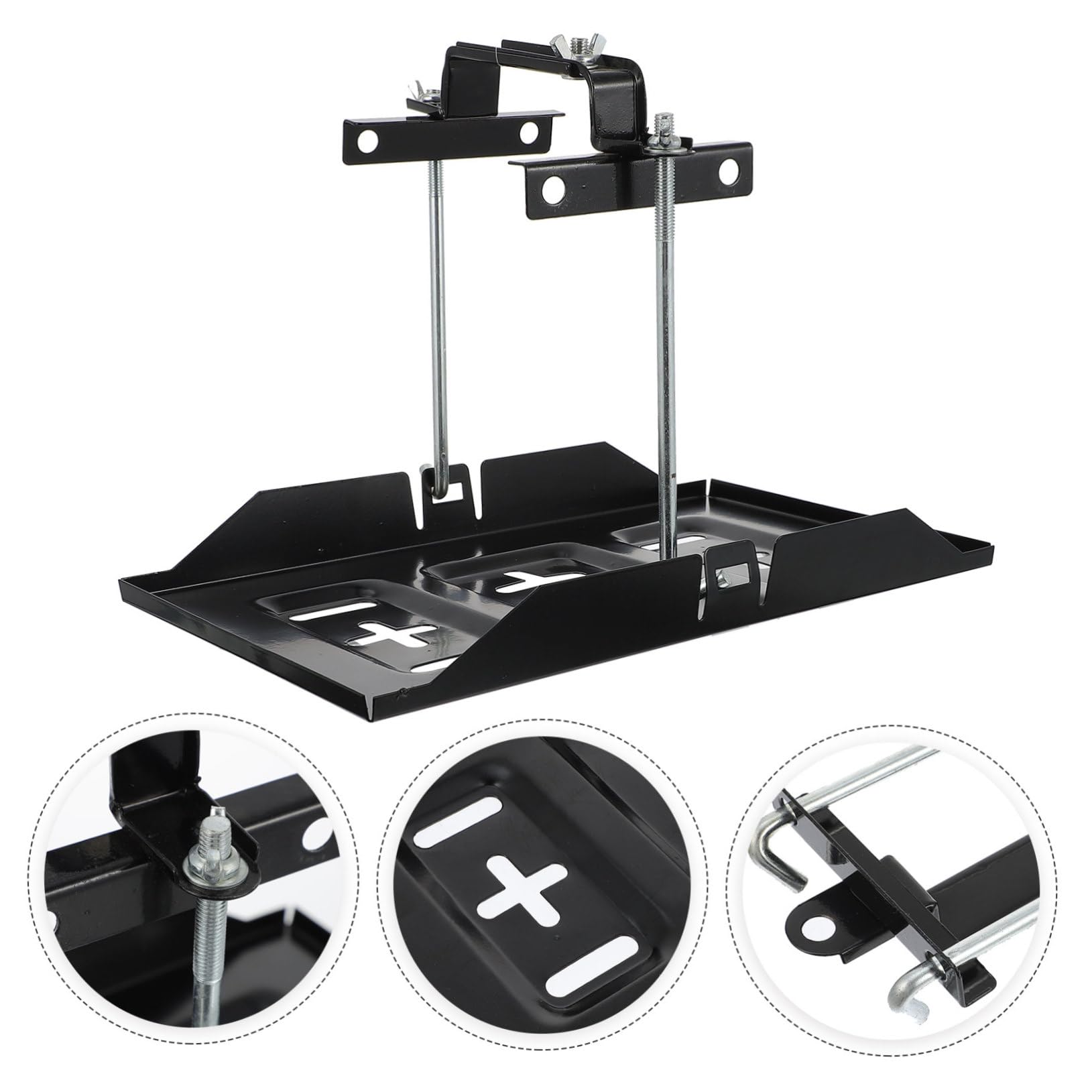 1 Set Support de Batterie de Voiture en Fer Noir pour Batterie Automobile | Fixation pour Batterie de Voiture, Surface Lisse, Dureté, Résistant à Rouille