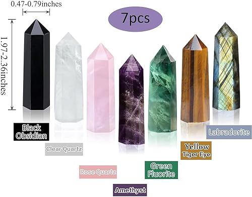 Miniatura 2 de 7 varitas naturales de cristales de fluorita curativas, piedras de energía Reiki, piedra de energía hexagonal, piedras preciosas grandes para