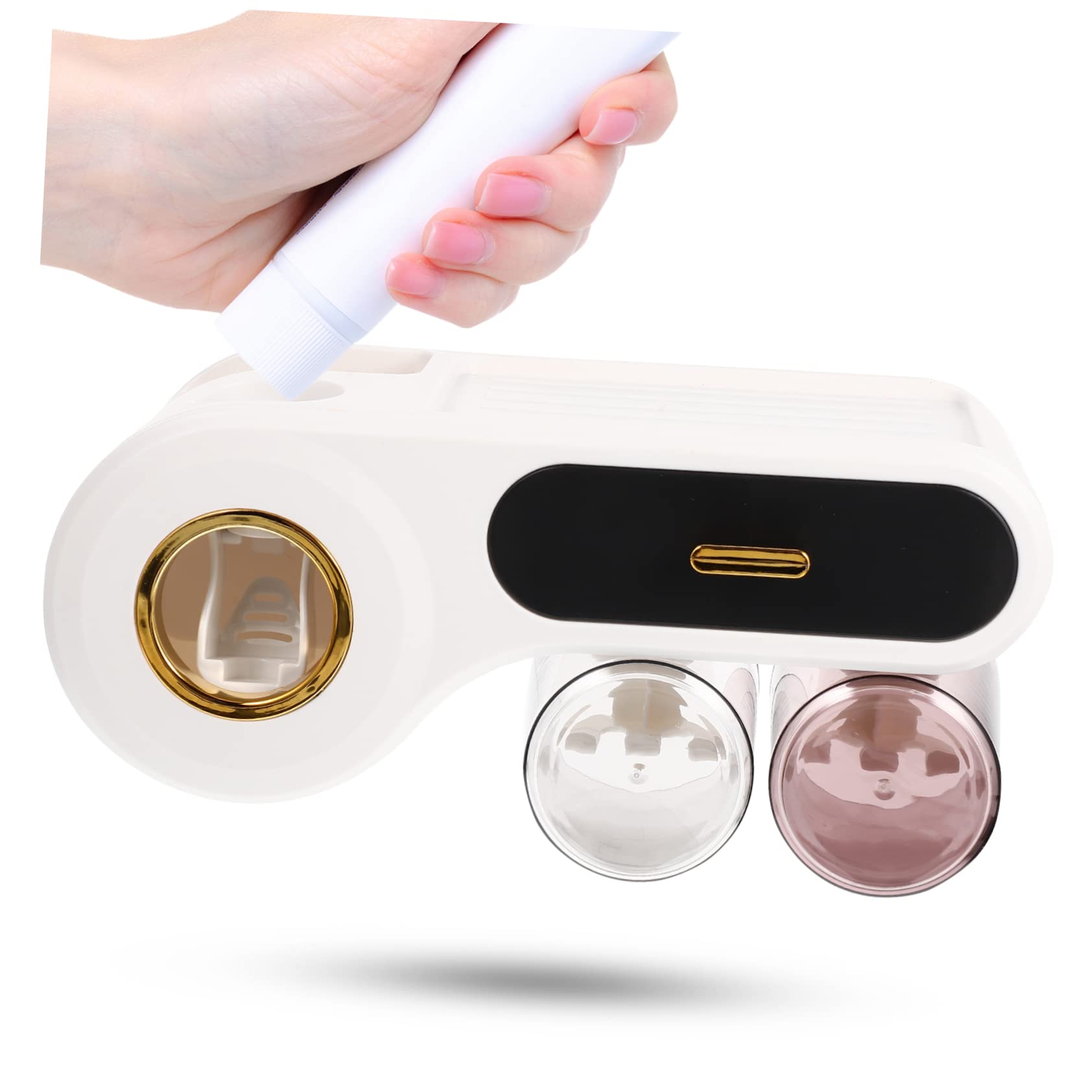 Cabilock Soporte De Cepillos De Dientes y Pasta De Dientes Organizador De Baño Montado La Pared Diseño Multipropósito para Ahorro De Espacio y Almacenamiento Sanitario El Hogar