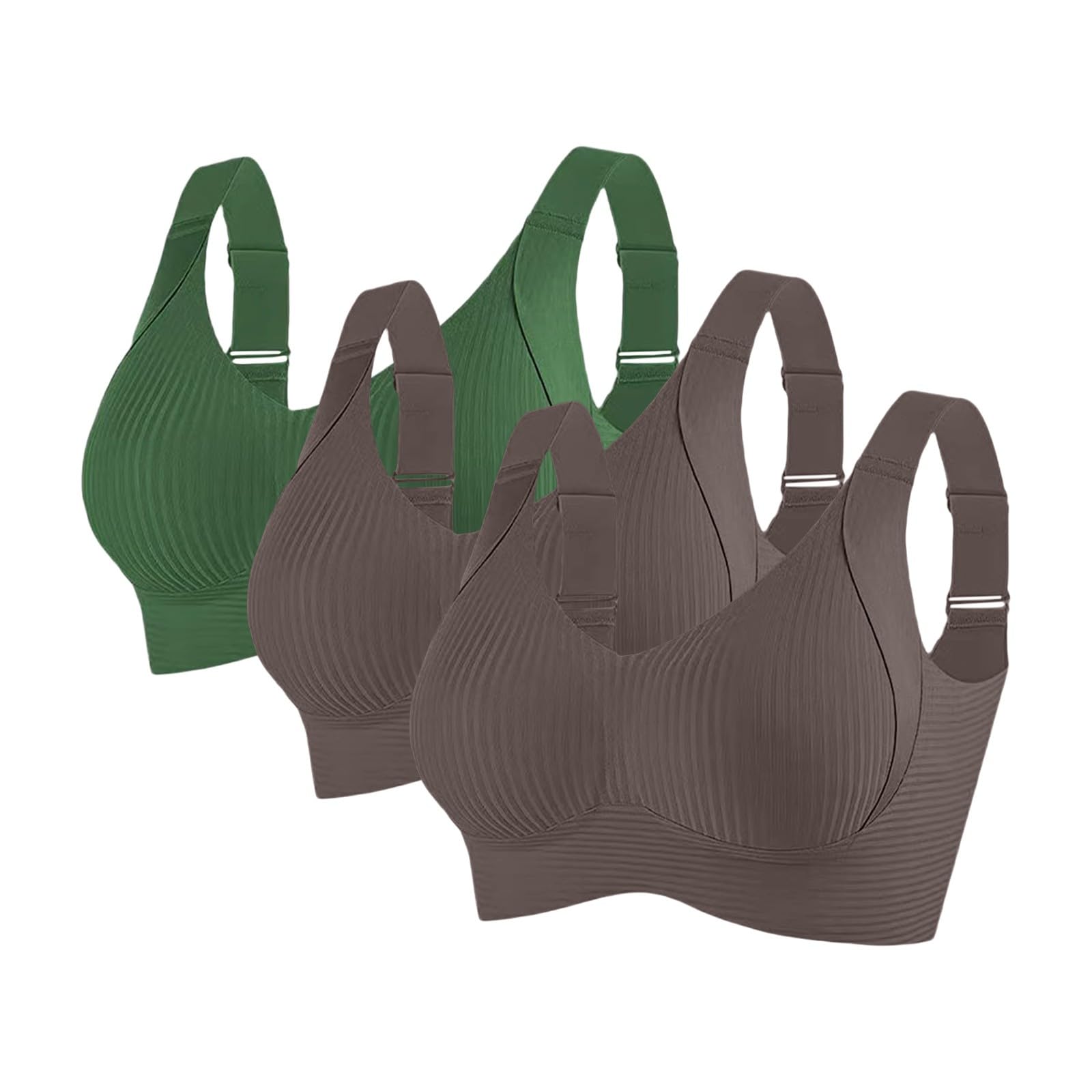 Reggiseni Comfort da Donna UK Sport Push Up Senza Cuciture Confezione da 3 Wireless a Costine Grandi Seni Cadenti Top da Donna Anziani Sport Support Lift Reggiseno Morbido Regolabile Comfort ad Alto