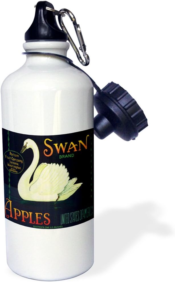 3dRose Swan Brand Apples Washington USA with White Swan Swimming in the Water 21 oz Sports Water Bottle image 2