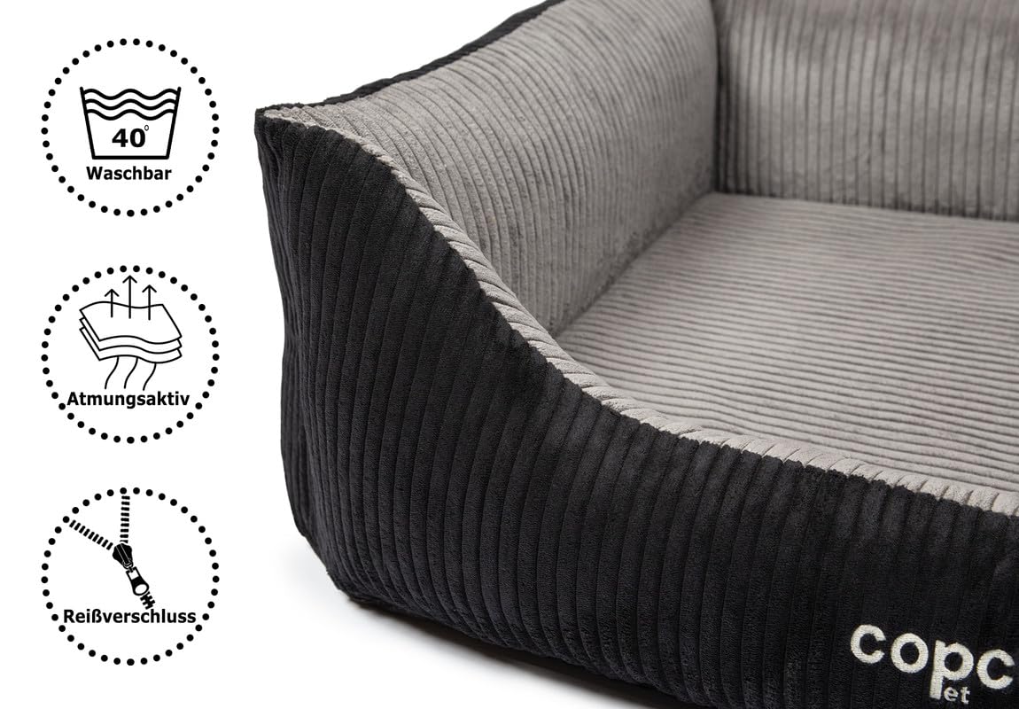Cama ortopédica para perros de pana lavable – Cojín para perros medianos – Cesta para perros con parte inferior antideslizante – Sofá para perros que protege las articulaciones – Cesta para perros XXL