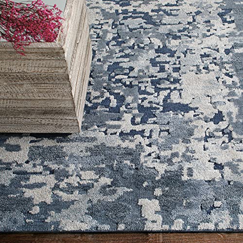 Company C Blue Quartz Hand Knotted Wool Runner Rug 2'6" X 8' Blue #TOP3
