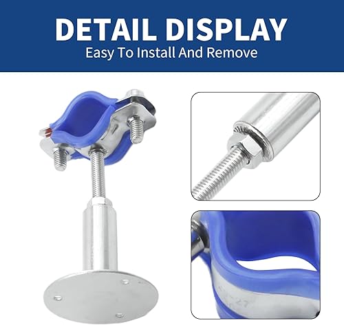 Miniatura 4 de Paquete de 2 abrazaderas de soporte de tubo de montaje en pared de 1 pulgada, colgador de anillo dividido de acero inoxidable ajustable, soporte de