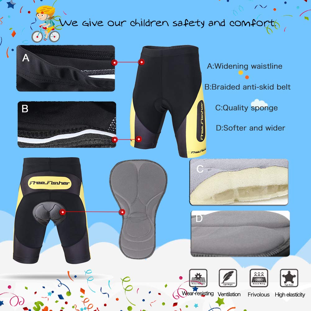 Unisexe-Enfant Garçon Fille 2 Pièces Maillots de Cyclisme Manche Courte avec Shorts Costume de Cyclisme avec Cuissard