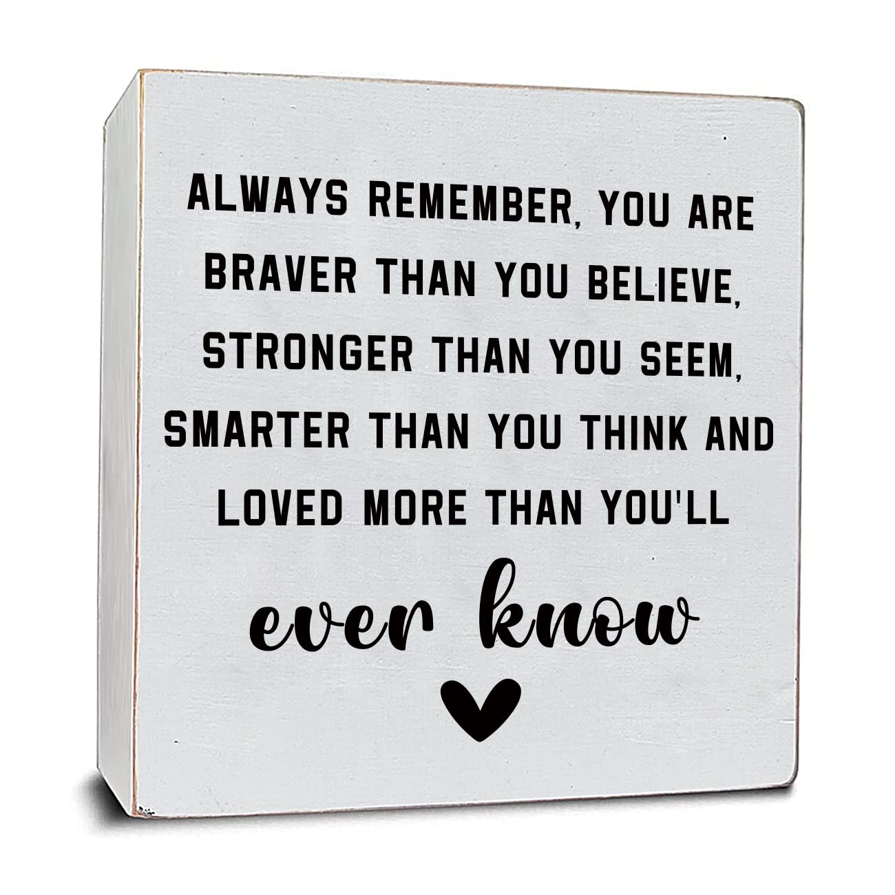 TEOUIOSAlways Remember You Are Braver, White Wooden Plaque Sign Home Shelf Decor Motivational Inspiration Gift for Loved Ones Wife Husband Son Daughter Girlfriend Birthday Christmas Gift, 6"x6"
